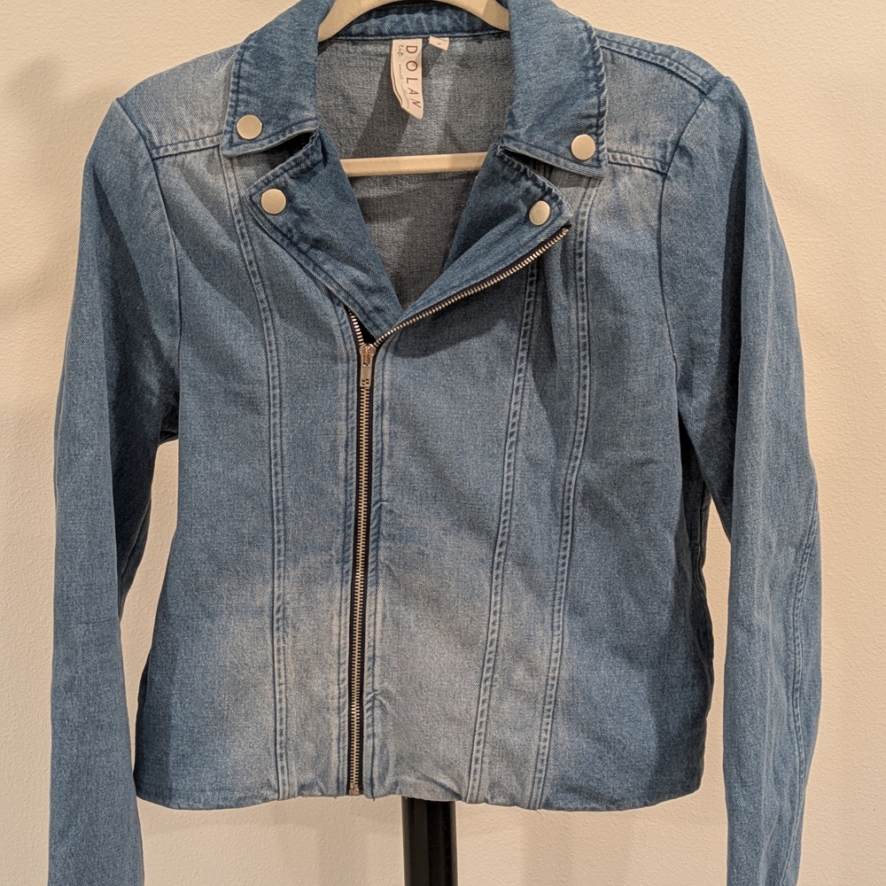Dolan Left Coast Denim Light Blue Ombre Moto Jean Jacket Anthropologie.
